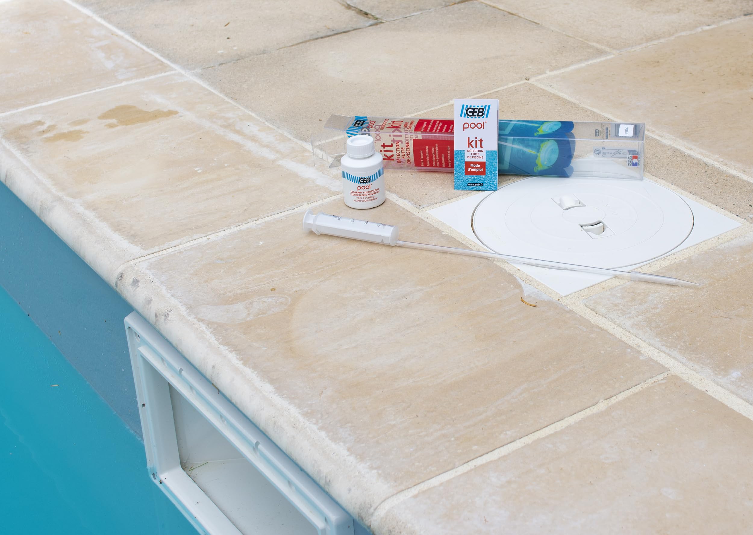 GEB Kit de detección de fugas para piscina y spa. Listo para usar, fácil de usar y reutilizable hasta 26 pruebas, amarillo