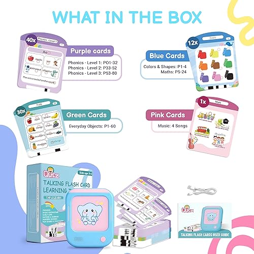 Miniatura 8 de QuTZ Tarjetas flash parlantes, tarjetas flash fonéticas, aprende a leer con 166 páginas, más de 29 temas, más de 800 palabras y datos divertidos