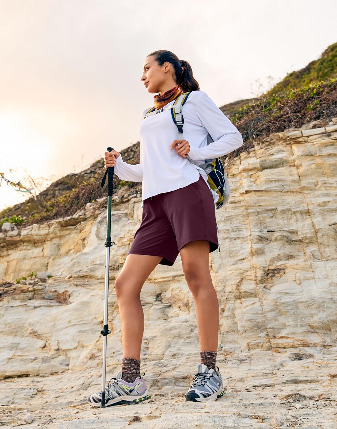 SANTINY Women's 7''/ 9'' Hiking Shorts with 3 Zipper Pockets Lightweight Quick Dry Long Athletic Golf Shorts for Women Casual - Image 3