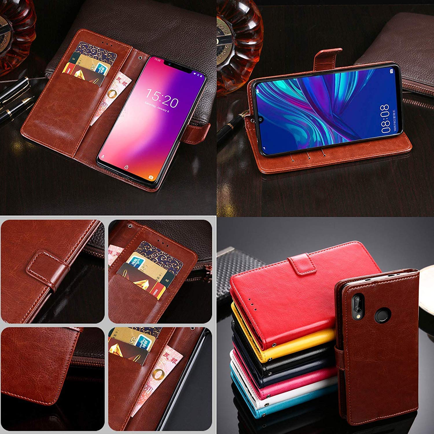 Nero Premium Retro Stand Portafoglio TPU Silicone Caso per UMIDIGI