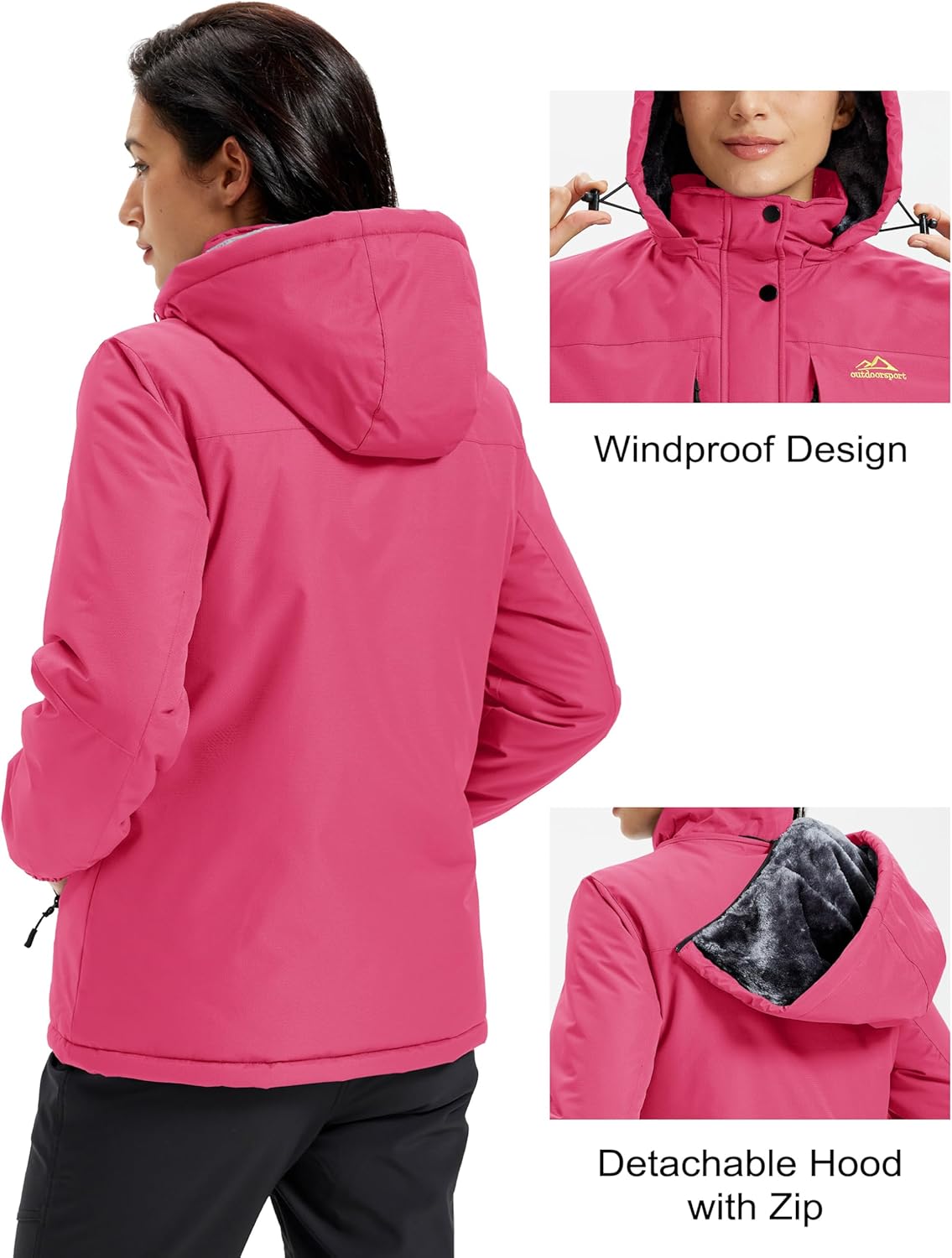 MAGCOMSEN Women's Ski Jacket Snow Winter Coat Waterproof Insulated Warm Fleece Thermal Skiing Jacket Windproof Raincoat - Image 6