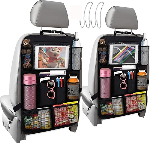 Organizador de asiento trasero para niños, organizador de asiento trasero para niños, organizador de asiento de automóvil para niños con 9 bolsillos