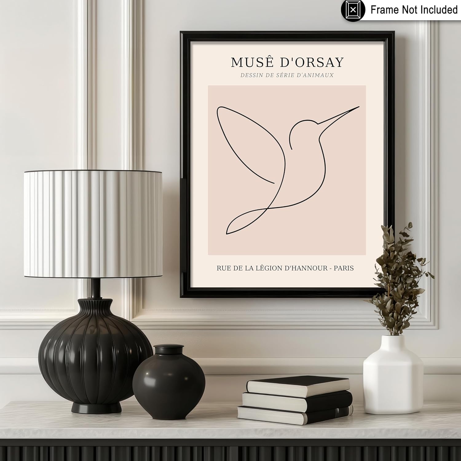 Monem Art Vintage Poster - Retro One Line Hummingbird Drawing Print - Bird Line Art - Minimal Gift for Him, Her, Animal Lover - Abstract Decor for Home, Office - 16x20 UNFRAMED Wall Art