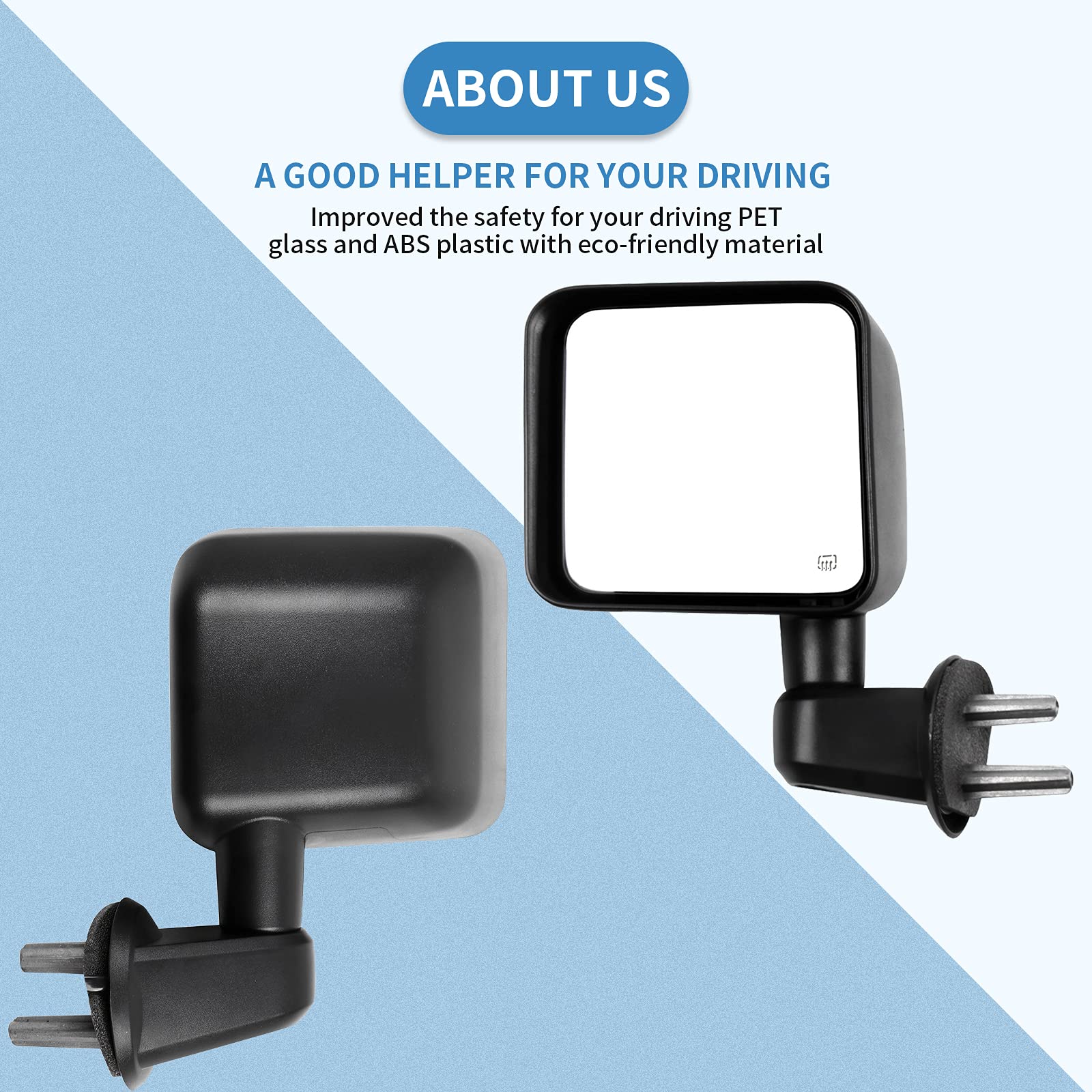 ECCPP Driver Side Mirror, Power Heated Rear View Mirrors Black Left Manual Fold fit for 2007 2008 2009 2010 2011 2012 2013 2014 2015 2016 2017 For Jeep Wrangler