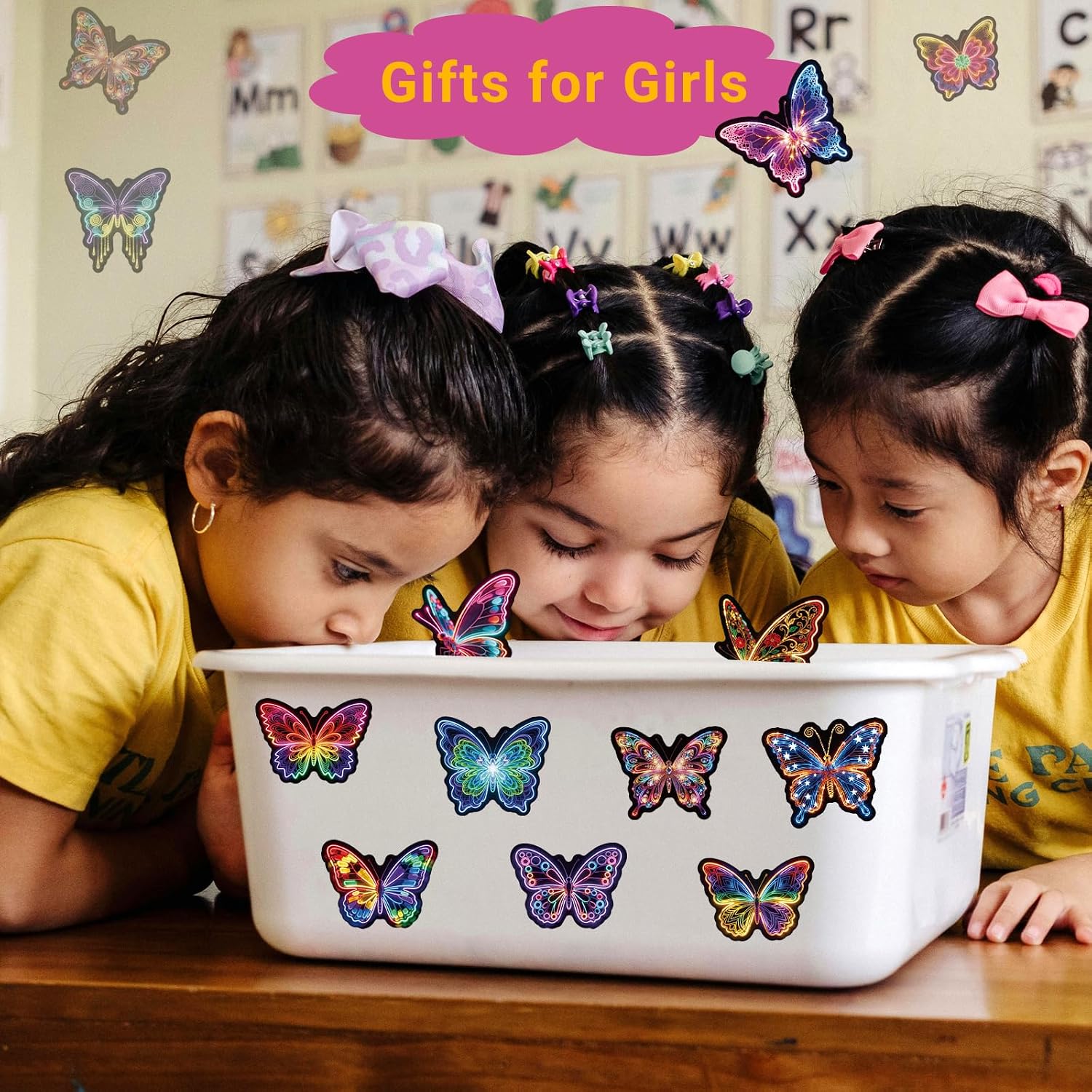 Butterfly Stickers 50 Pcs Cool Neon Butterfly Sticker Pack, Prizes for Kids Classroom, Waterproof Vinyl Stickers for Water Bottles, Scrapbook, Journal, Skateboard, Laptop, Tumbler, Luggage, Guitar etc image 3
