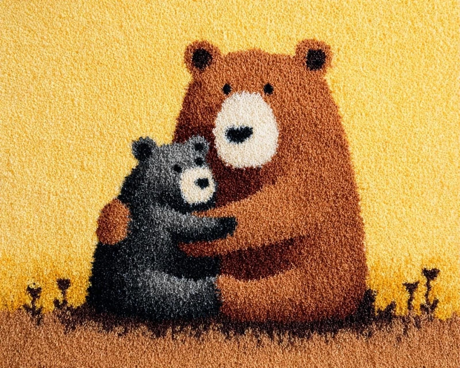 Wallphantom Latch Hook Kits Rugs,Brown Bear Mother and cub