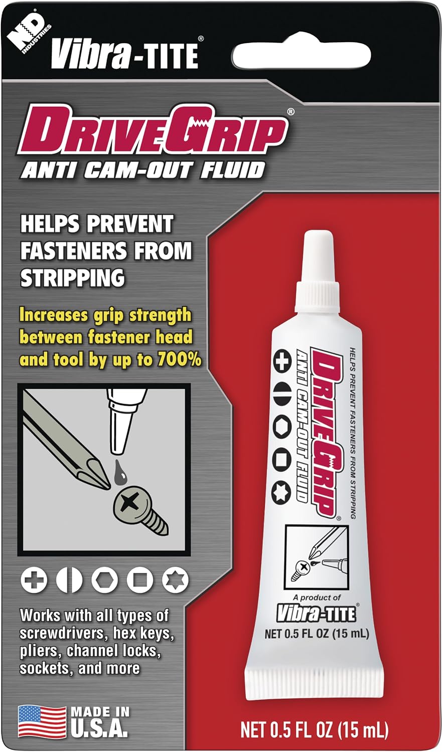 Vibra-Tite DriveGrip Anti Cam-Out Fluid, 15 mL, Blister Carded