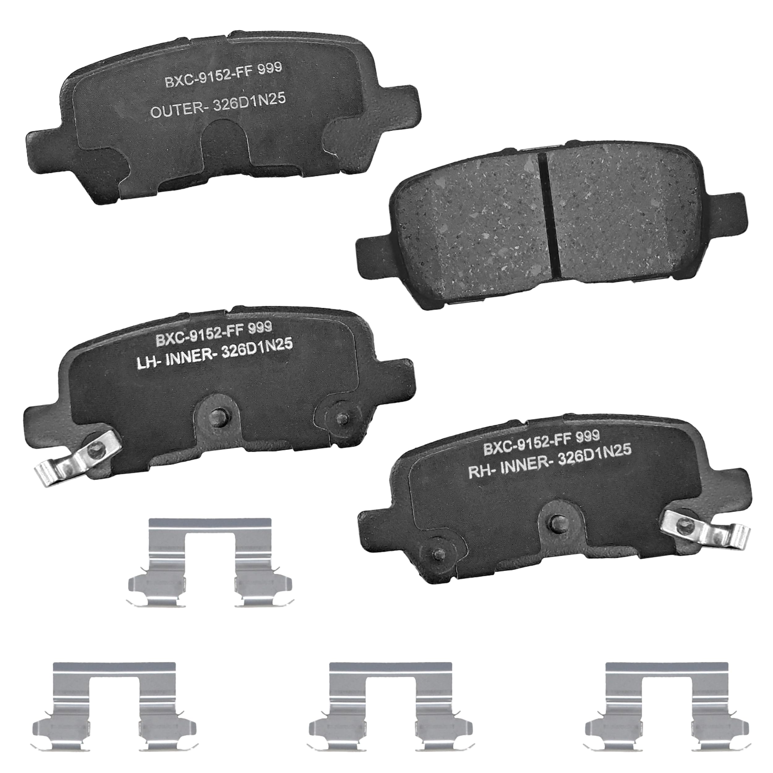 Bendix Premium SBC999 Ceramic Rear Brake Pads for Buick Allure 2009-2005, LaCrosse 2009-2005, Chevrolet Impala 2013-2011, Impala 2016-2015, Impala