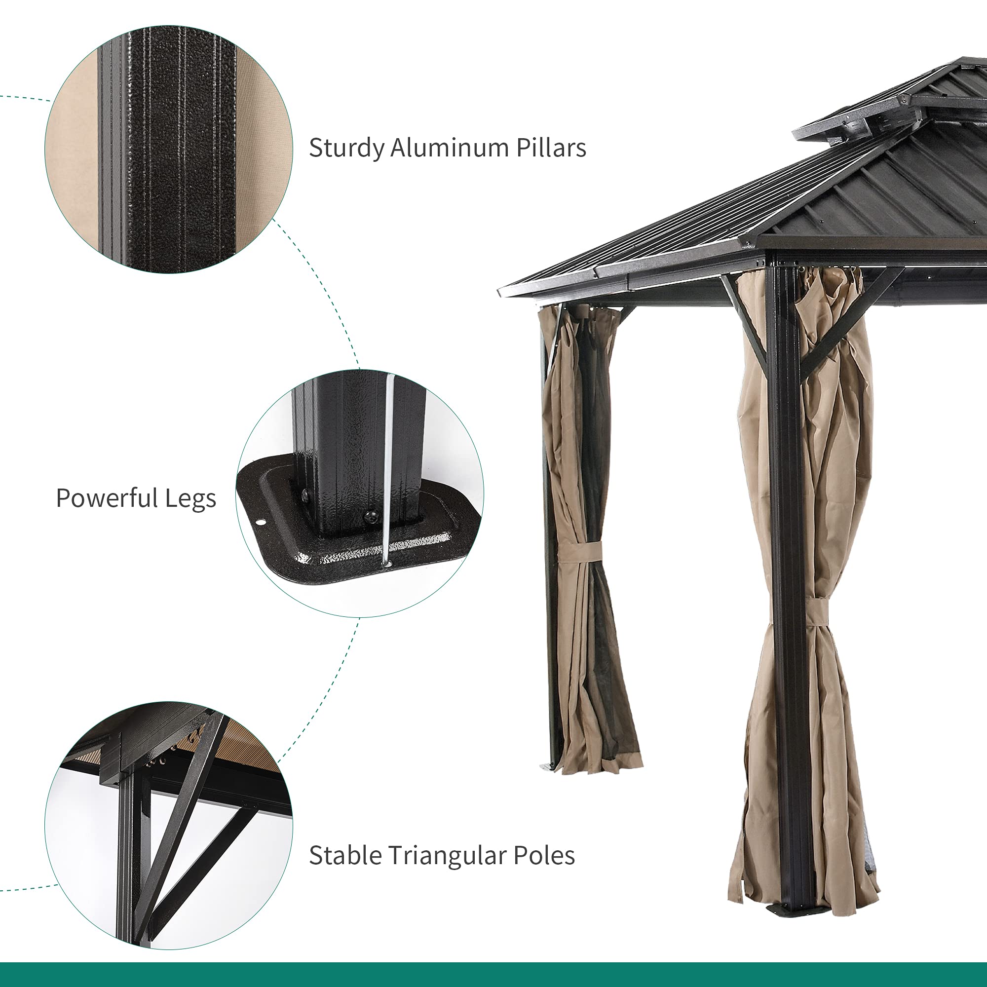 Buy YITAHOME 10x12 ft Double Roof Canopy Gazebo with Netting and Shaded Curtains, Outdoor Gazebo