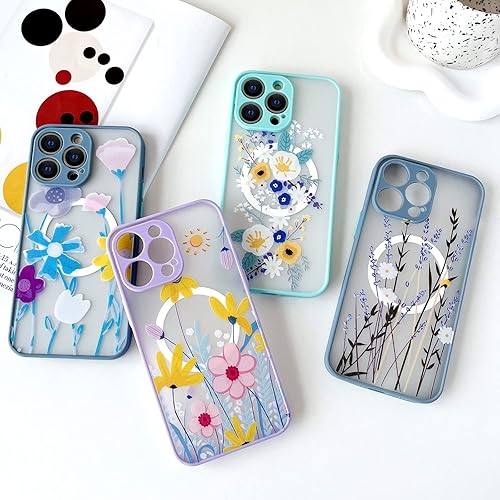 Miniatura 3 de Skyseaco Funda para iPhone XiPhone Xs compatible con MagSafe para policarbonato transparente esmerilado, protector de espalda de flores a prueba de