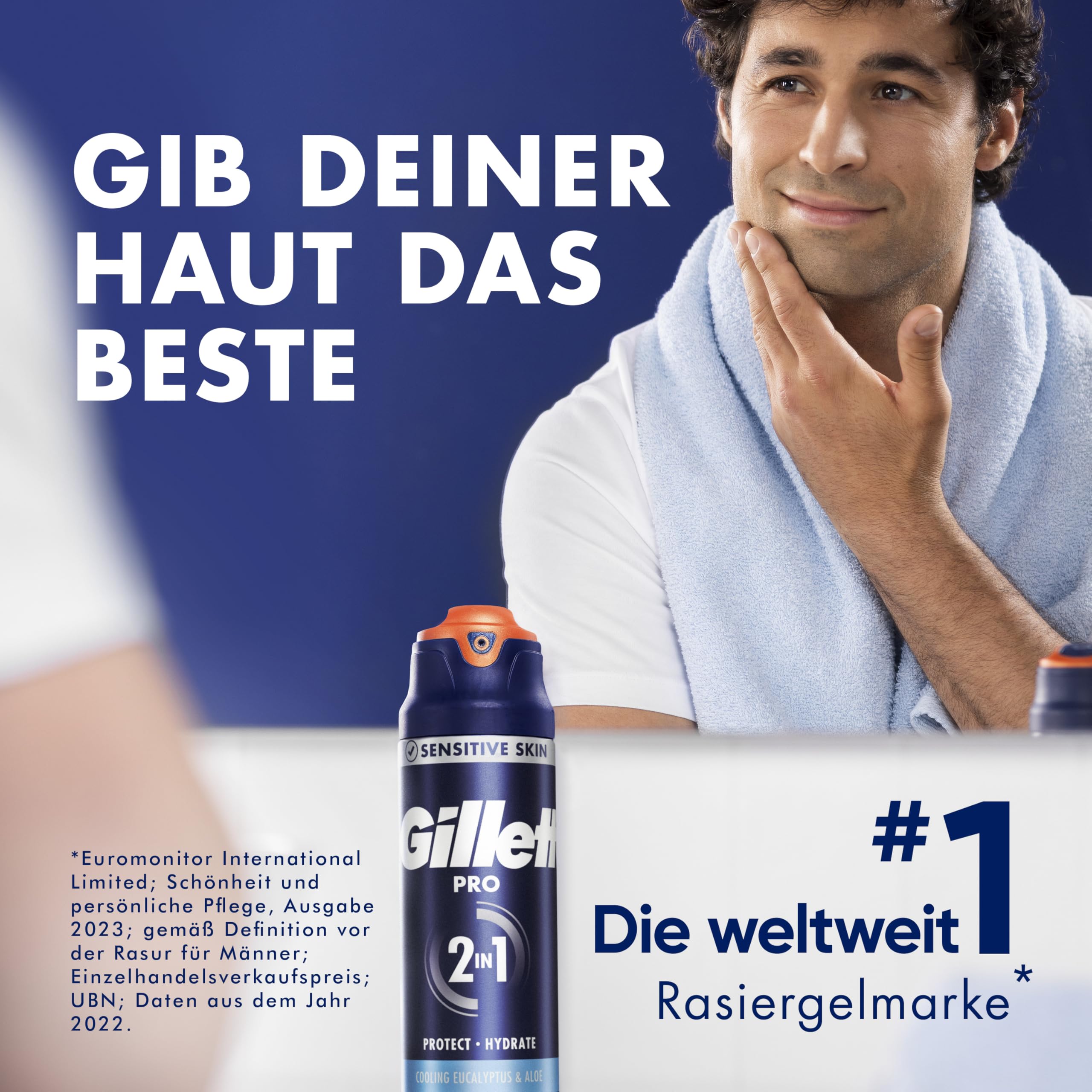 Gillette PRO Rasiergel für Männer — Rasierschaum Kühlt Die Haut, um Sie zu Beruhigen und Spendet Dem Barthaar Feuchtigkeit, Hilft Empfindliche Haut vor Irritationen zu Schützen — 200ml