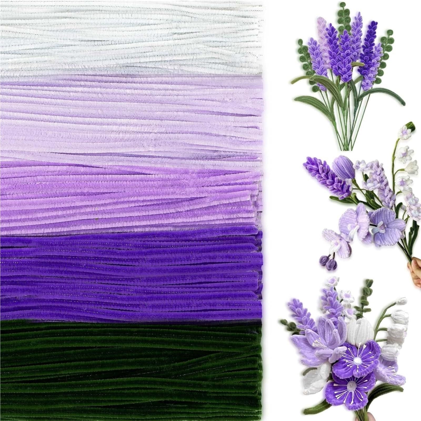 Limpiapipas 500 piezas de tallos de chenilla for limpiapipas de 12 pulgadas, suministros for manualidades a granel for proyectos de arte y manualidades de bricolaje creativos =(Purple color)