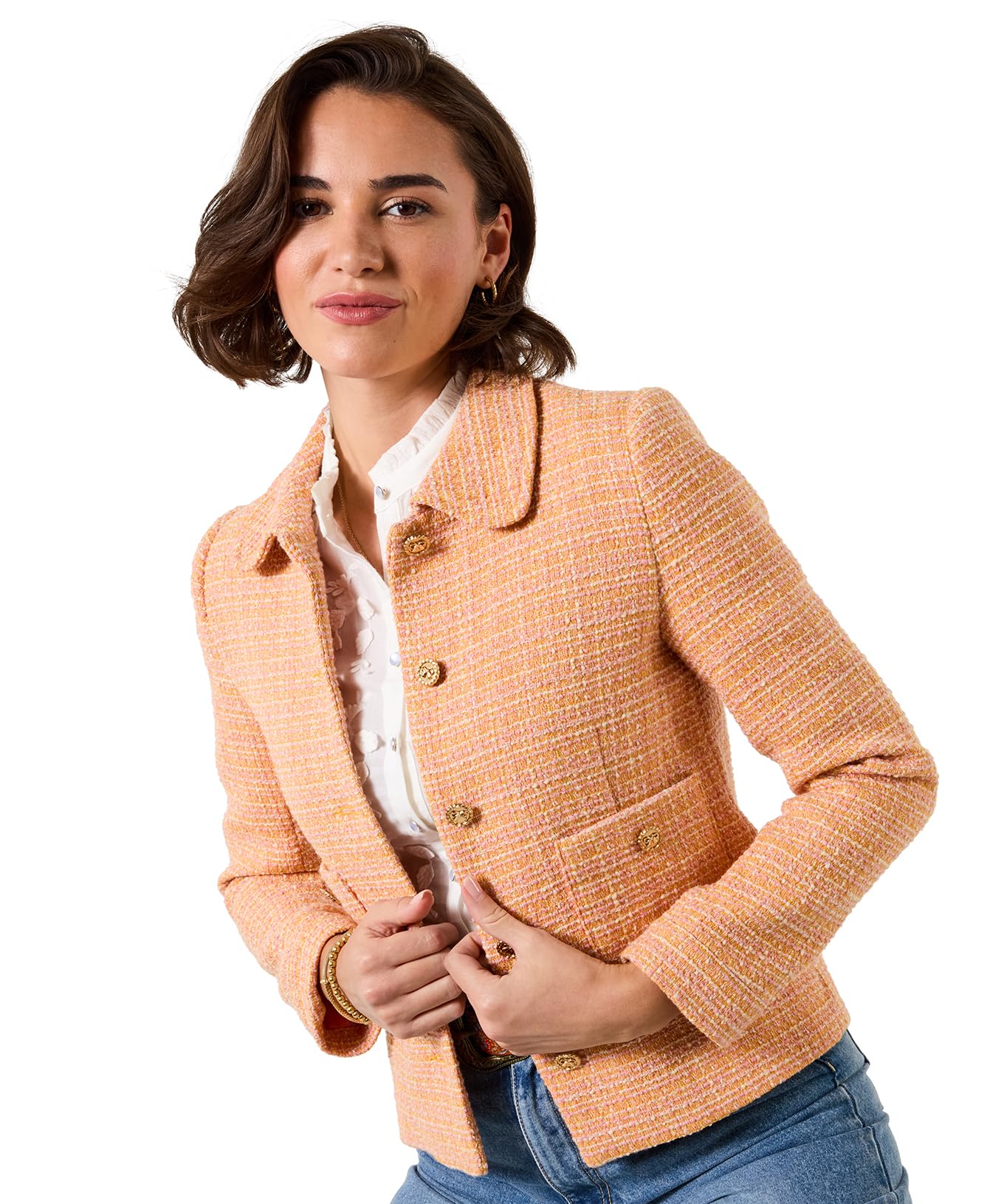 Perfect Summer Boucle Jacket Size 16 Orange   Women's