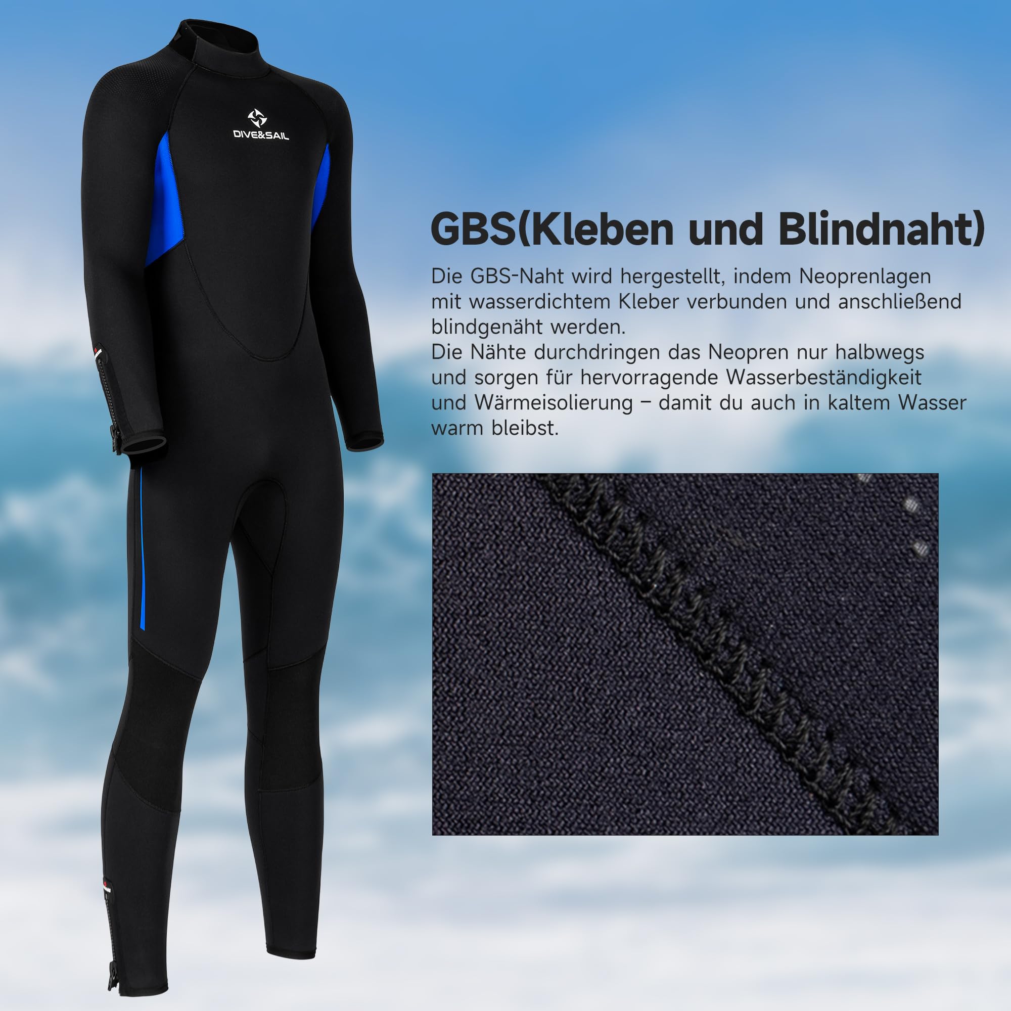 Tauchanzug 5mm Neopren Tauchanzug Herren Damen Dickwandiger Volltauchanzug Rückenreißverschluss Langarm Warmhalte für Tauchen Surfen Schnorcheln Wassersport