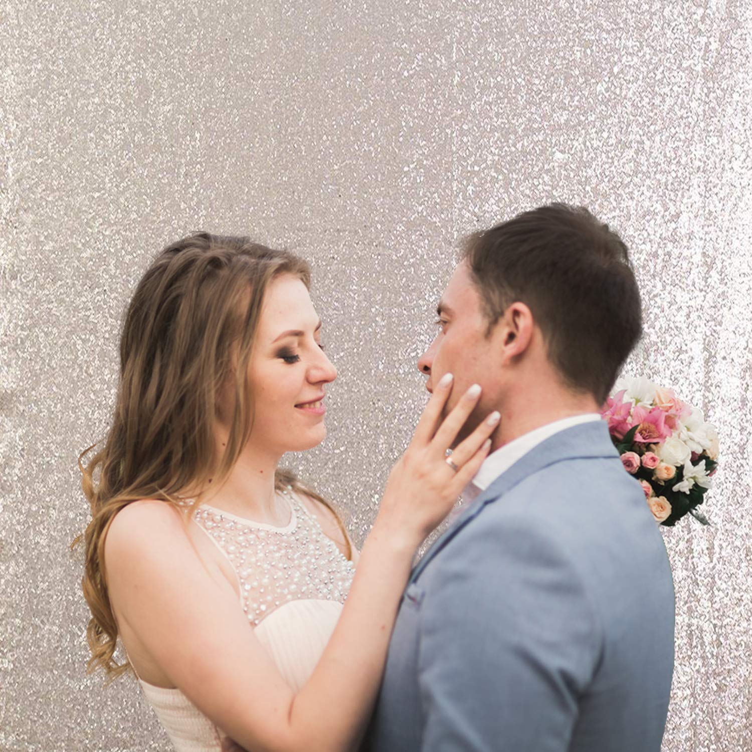 Eternal Beauty 152x213cm Champagne Shinny Sequin Photography Backdrop Party Prom Wedding Youtobe Banquet Photo Background (5x7 feet) - Image 4
