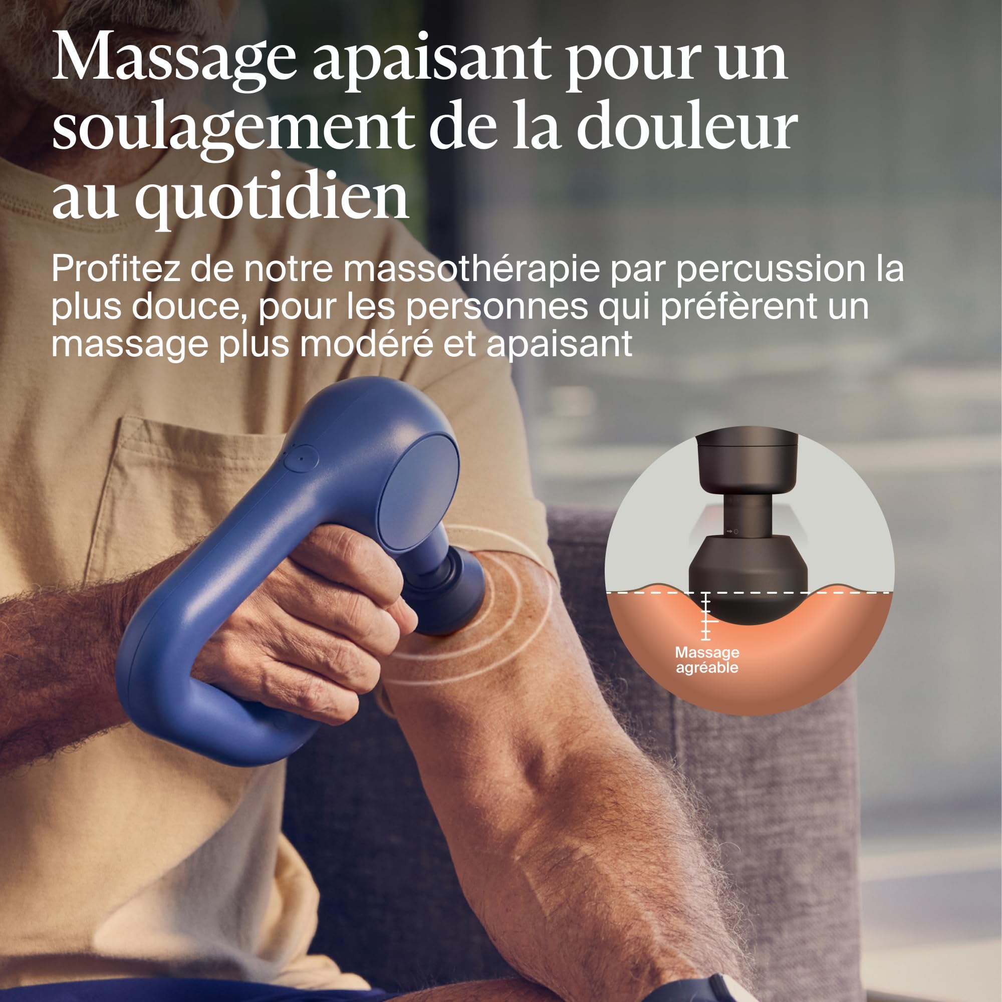 Theragun Relief pistolet de massage à percussion portable – Facile à utiliser, confortable et léger pour soulager la douleur quotidienne dans le cou, le dos, les jambes, les épaules et le corps-Marine