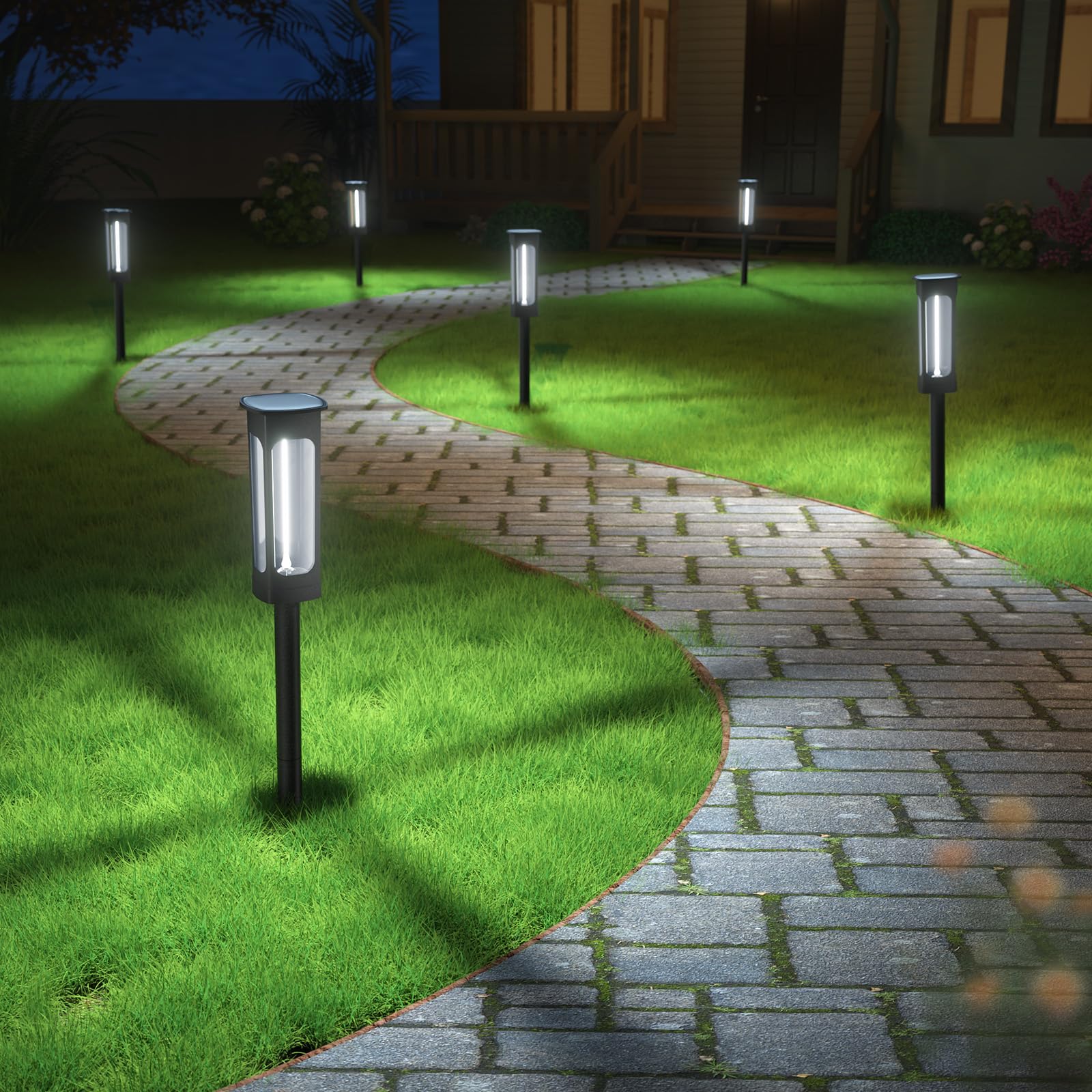VOLISUN Solar Lights Outdoor Garden,8 Pack LED Garden Lights Solar Powered Waterproof, Landscape Lighting,Cool White Auto On/Off Pathway Lighting for Patio, Lawn, Yard, Landscape, Walkway, Path — image 1