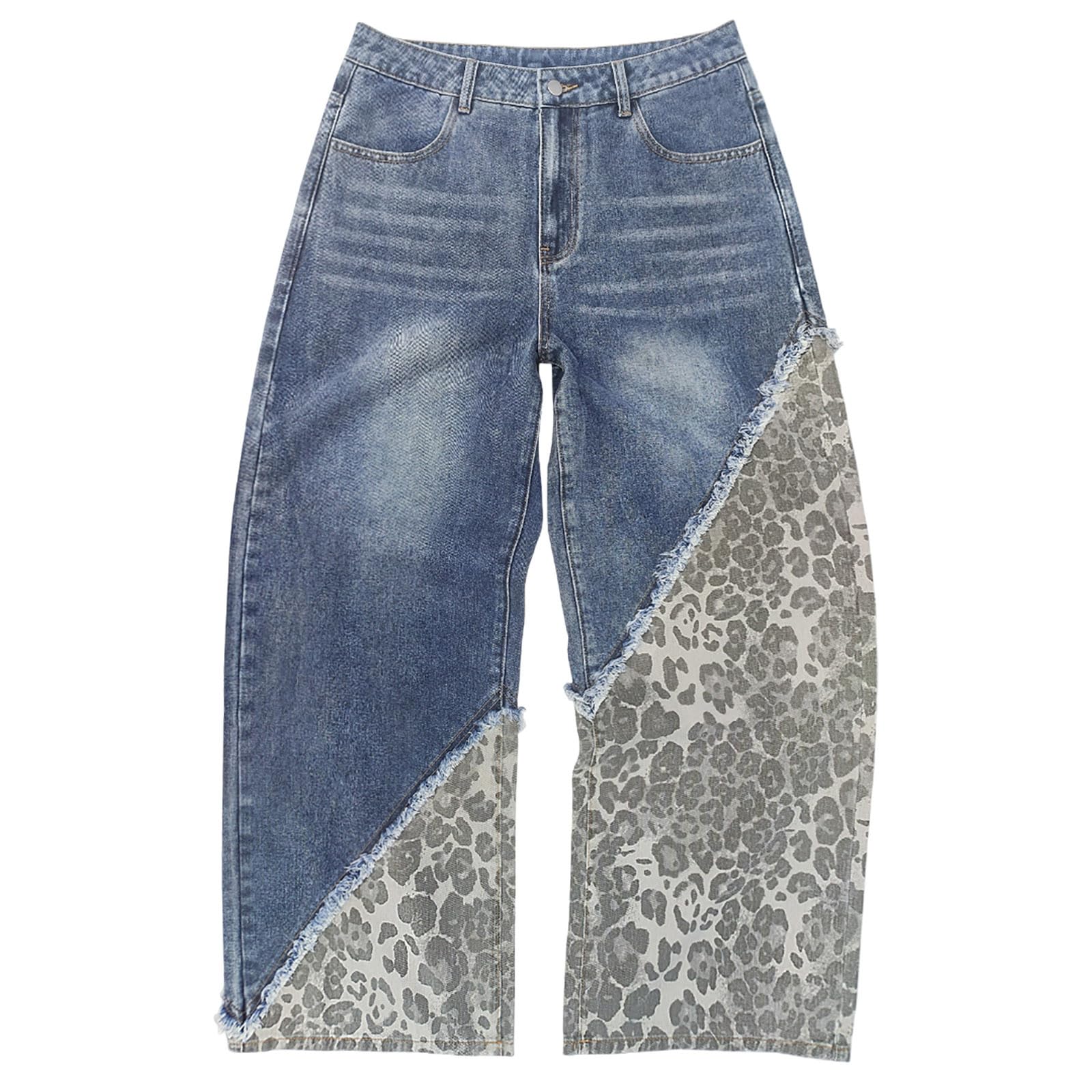 Generico Baggy Jeans Uomo Pantaloni Elefante Moto Flared Larghi Y2K Bootcut Slim Strappati Fit Invernali Cargo Loose Jins Zampa Balloon
