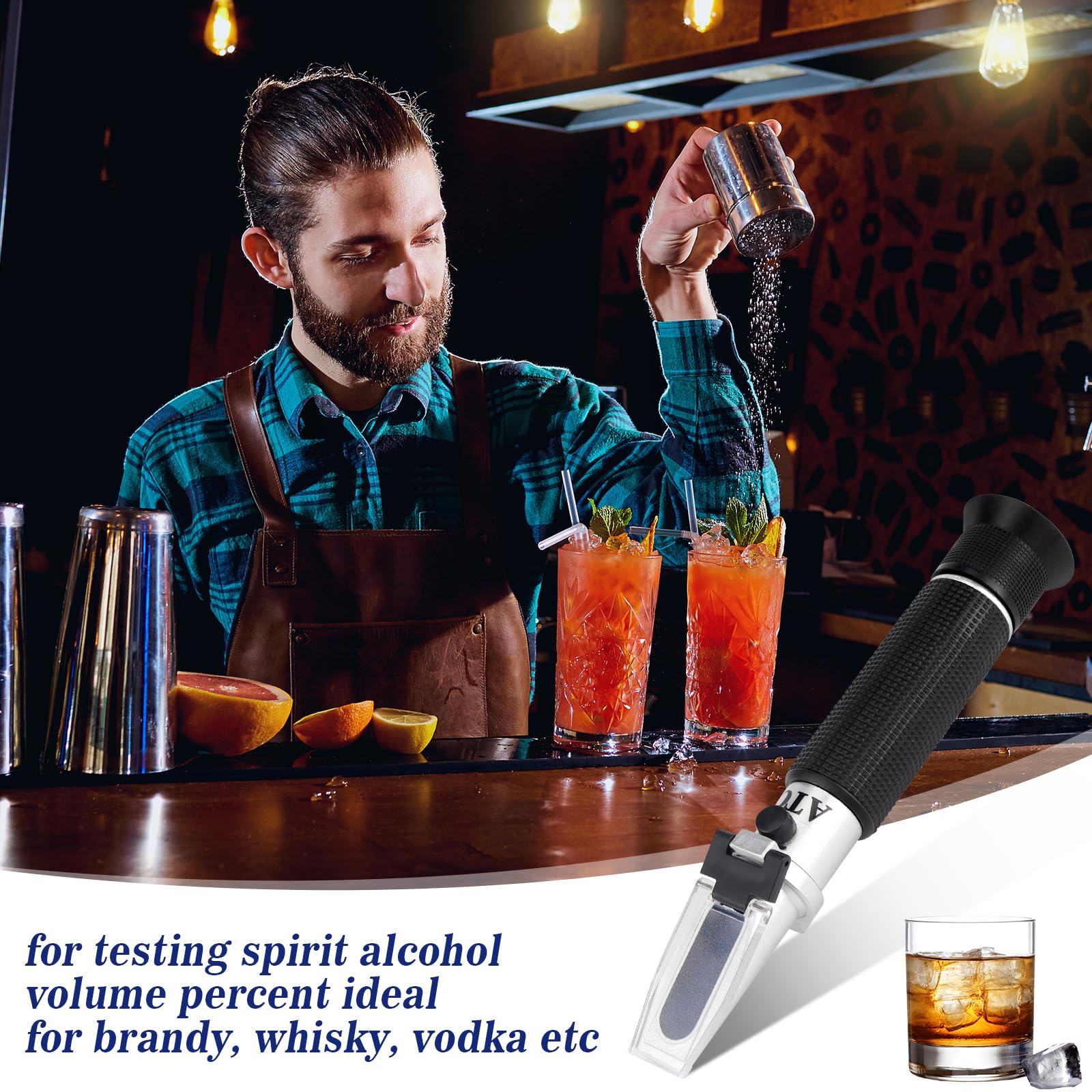 Réfractomètre à Alcool Rierousy 0-80% Vol - Pour Whisky, Vodka, Eau-de-vie - Mesure Manuelle Avec ATC
