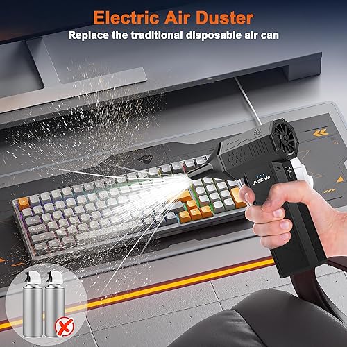 Miniatura 3 de Plumero de aire comprimido  Plumero de aire eléctrico con motor sin escobillas  Ventilador de aire inalámbrico ajustable de 3 engranajes  Plumero de