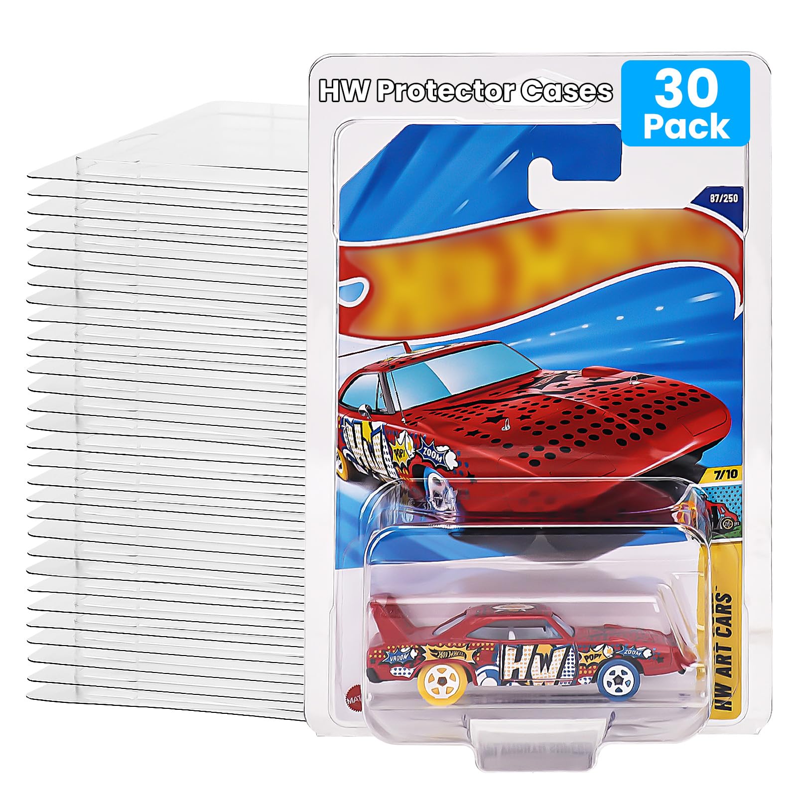 Paquete de 30 fundas protectoras transparentes para almacenamiento de Hot Wheels, fundas de plástico tipo clamshell para modelos a escala 1:64, pantalla de Hot Wheels, 0.6 mm de grosor para vehículos
