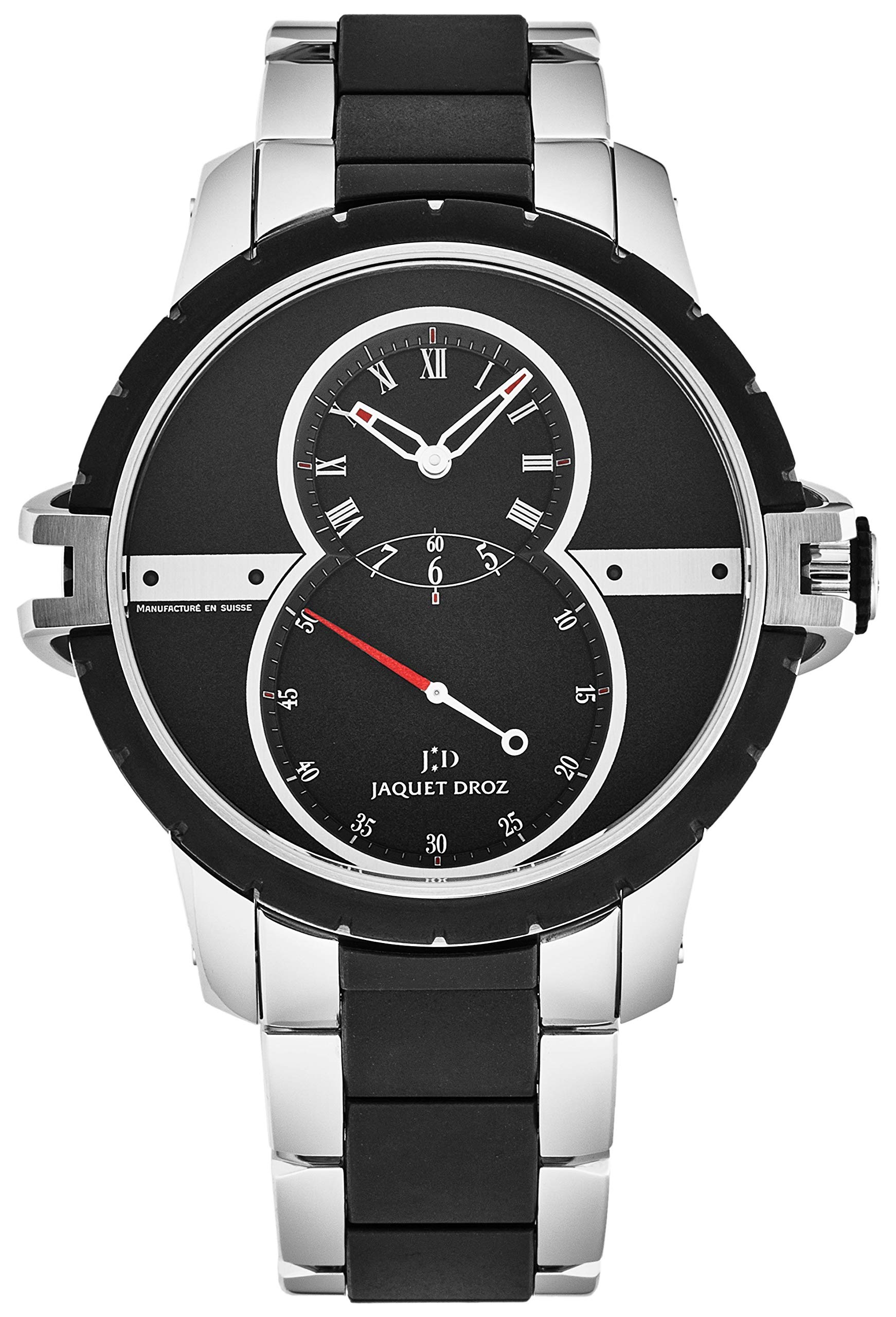 Jaquet Droz Men's J029030140 'Grande Second' Black Dial Steel/Rubber Swiss Automatic Watch