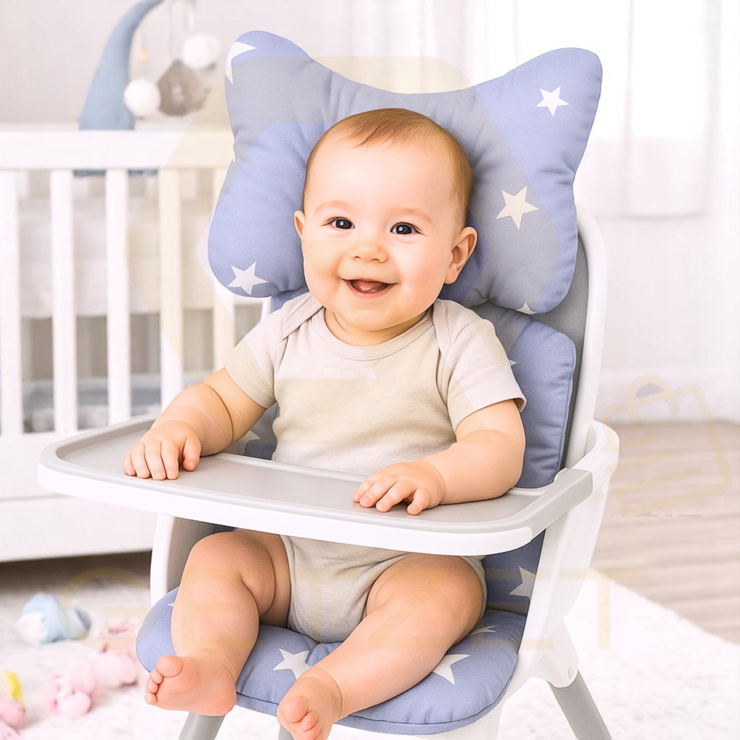 GETZET Baby Stroller Comfortable Cushion Pad, Baby Seat For Washable Soft Mat, Universal Breathable Baby Stroller Seat Liners Chair, Star Print design Infant Non-Slip Suede Fabric Reversible Accessories. 4