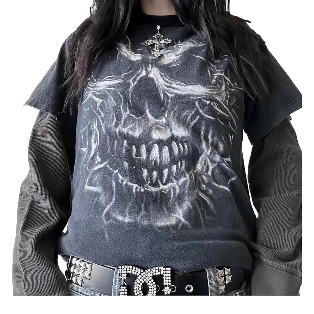 トップス PPFM Sequin skull long tee Archive y2k PPFM Sequin