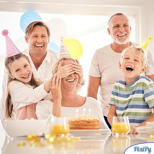 Miniatura 9 de Sombreros de fiesta de cumpleaños, 10 coloridos sombreros de celebración en forma de cono para fiestas memorables, divertidos suministros y