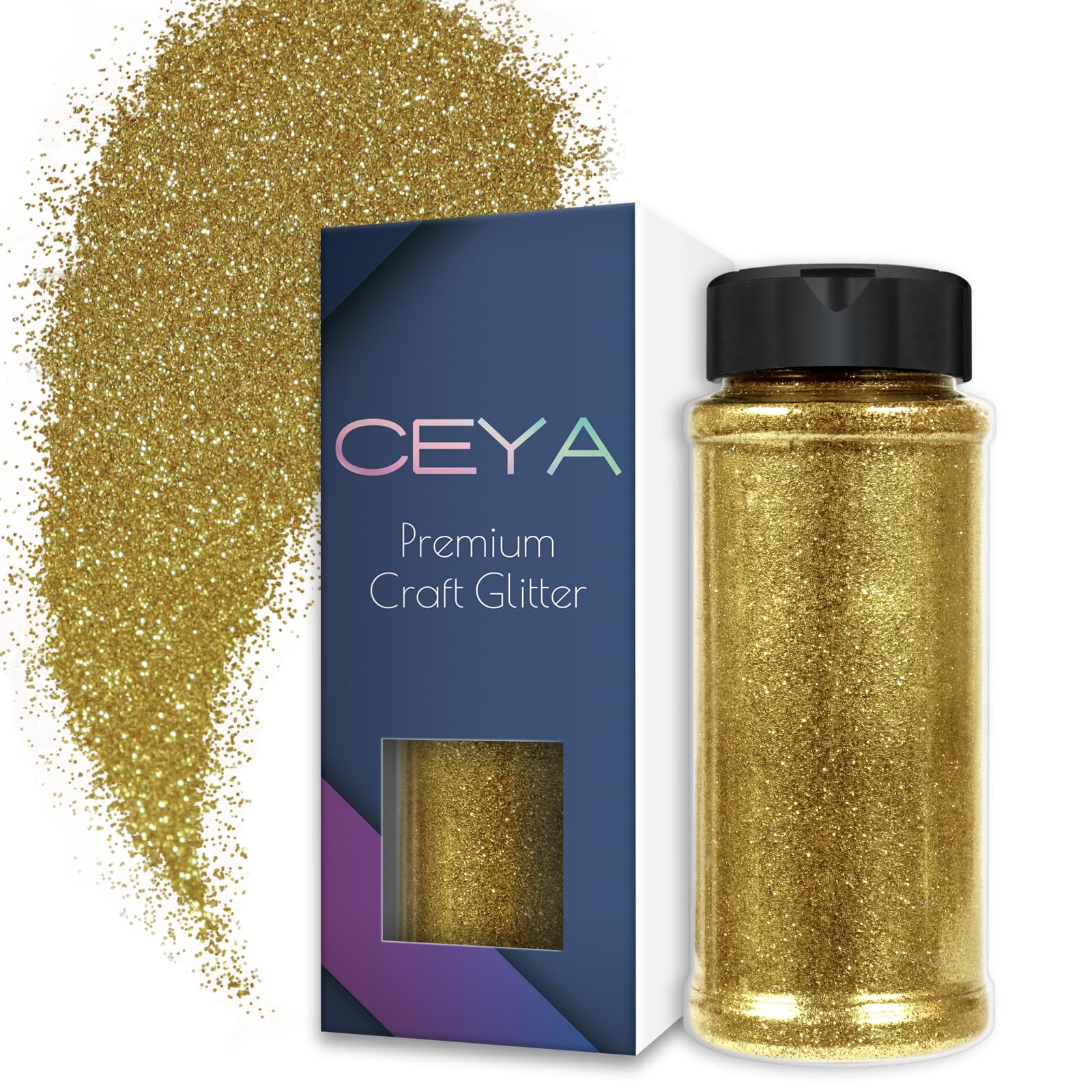 Ceya 3.8oz/ 110g Ultra Fine Glitter Powder Gold Glitter 1/128” 0.008” 0.2mm for Slime Epoxy Resin Craft Tumbler Jewelry Nail Art Festival Makeup