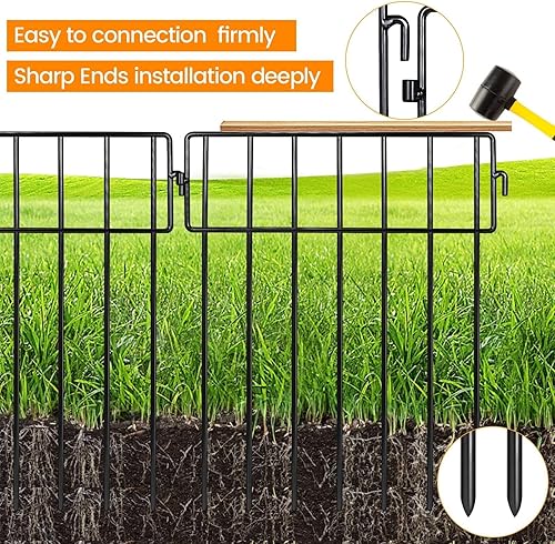 Miniatura 3 de Adavin Valla de barrera de animales negros, paquete de 10 unidades de 12 pulgadas de largo x 12 pulgadas de alto, valla decorativa de jardín de 1.5