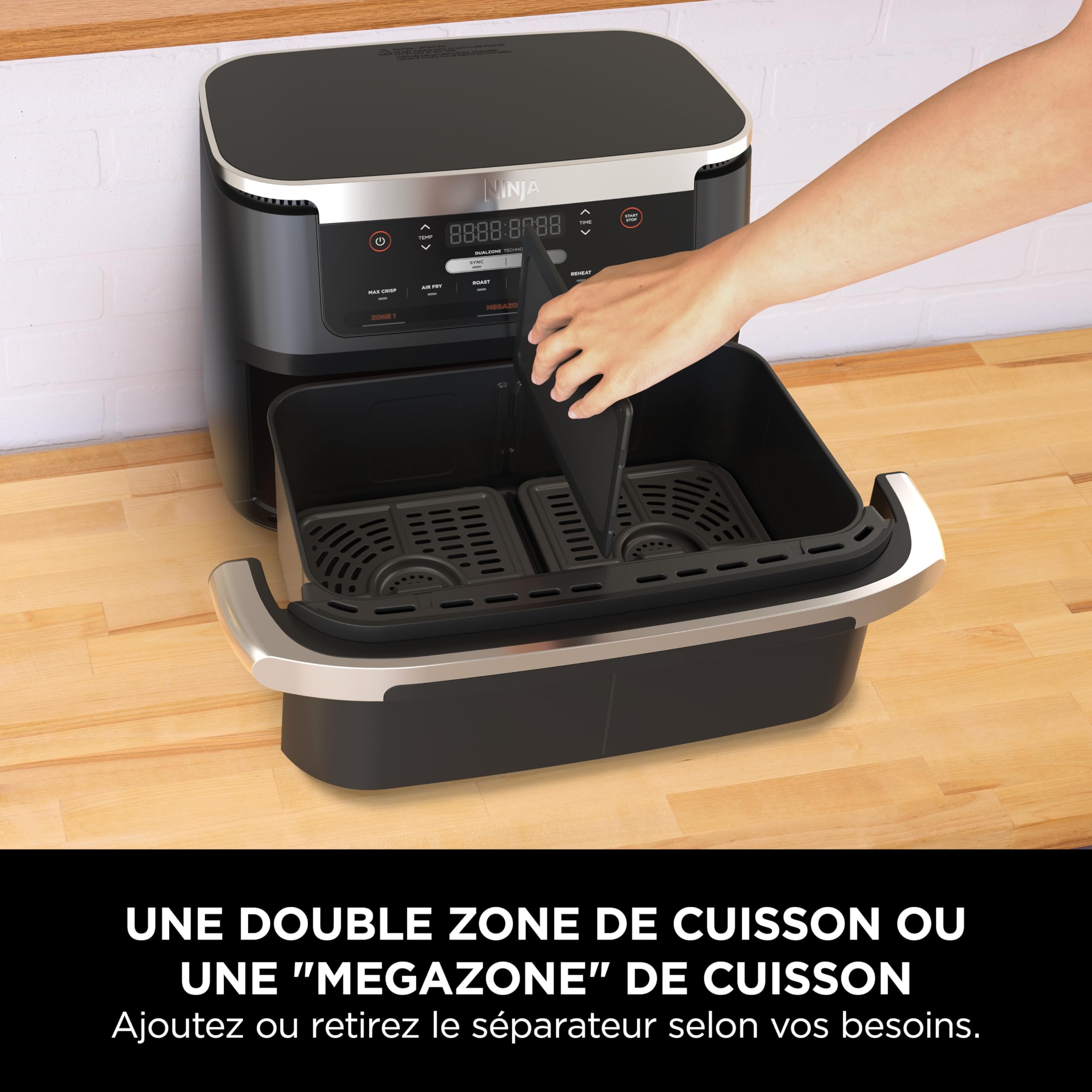 Ninja FlexDrawer Friteuse sans huile, Air Fryer à double bac 6,6L AF550EU | compartiment 6,6L, appareil de cuisine multifonction 6-en-1, modes Air Fry/Roast/Bake, compatible lave-vaisselle, noir