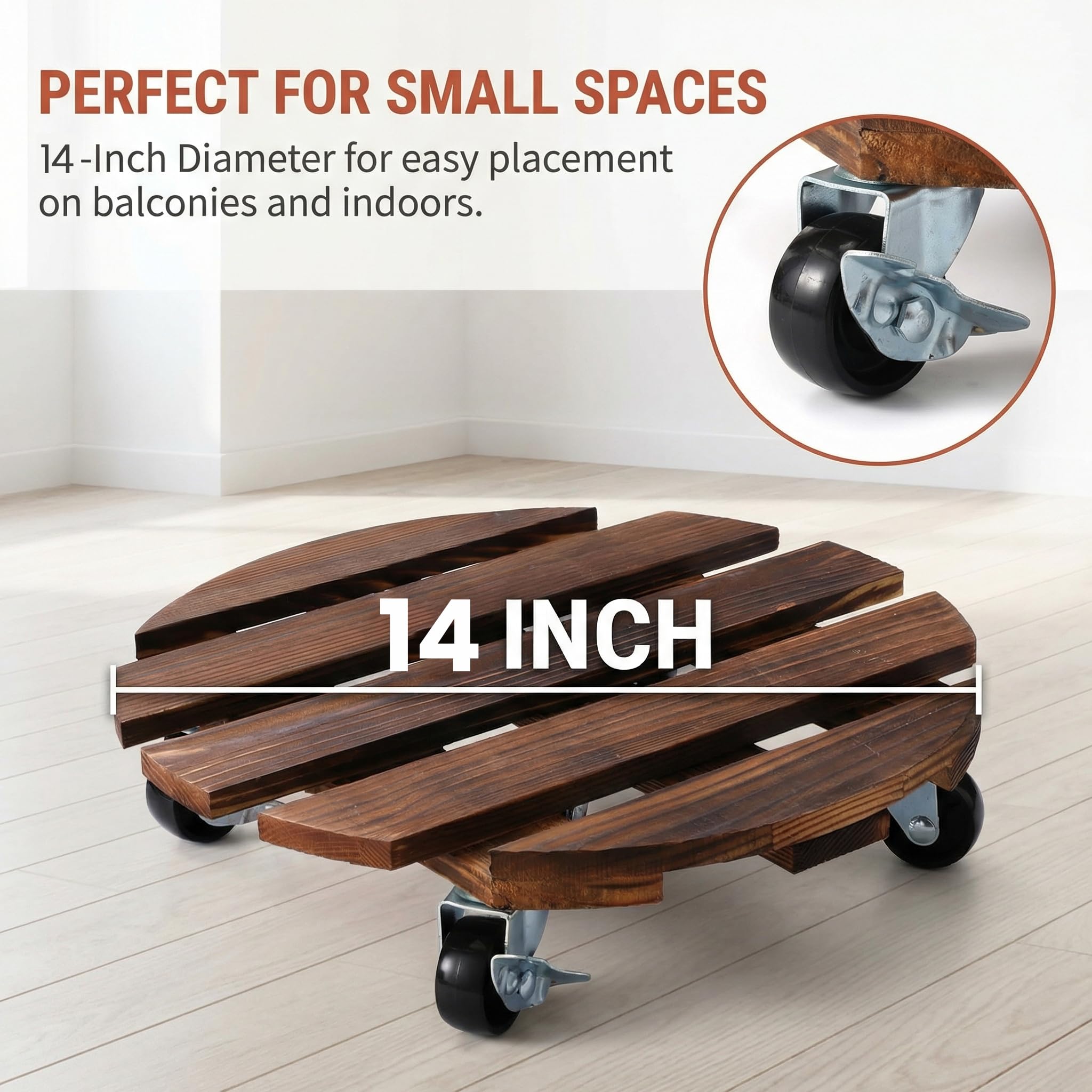Amazon.com: ZXZYHFTY Round Original Wooden Plant Stand with Wheels