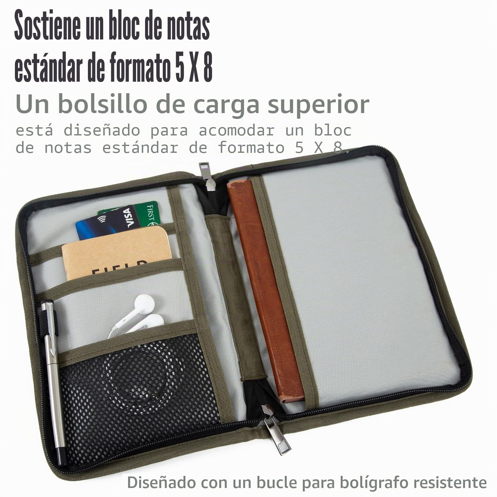 Moleskine Cahier 5 x 8 blocs de notas A5, cubierta impermeable para diario, funda para diario, funda para notas de campo, cremallera militar fuego