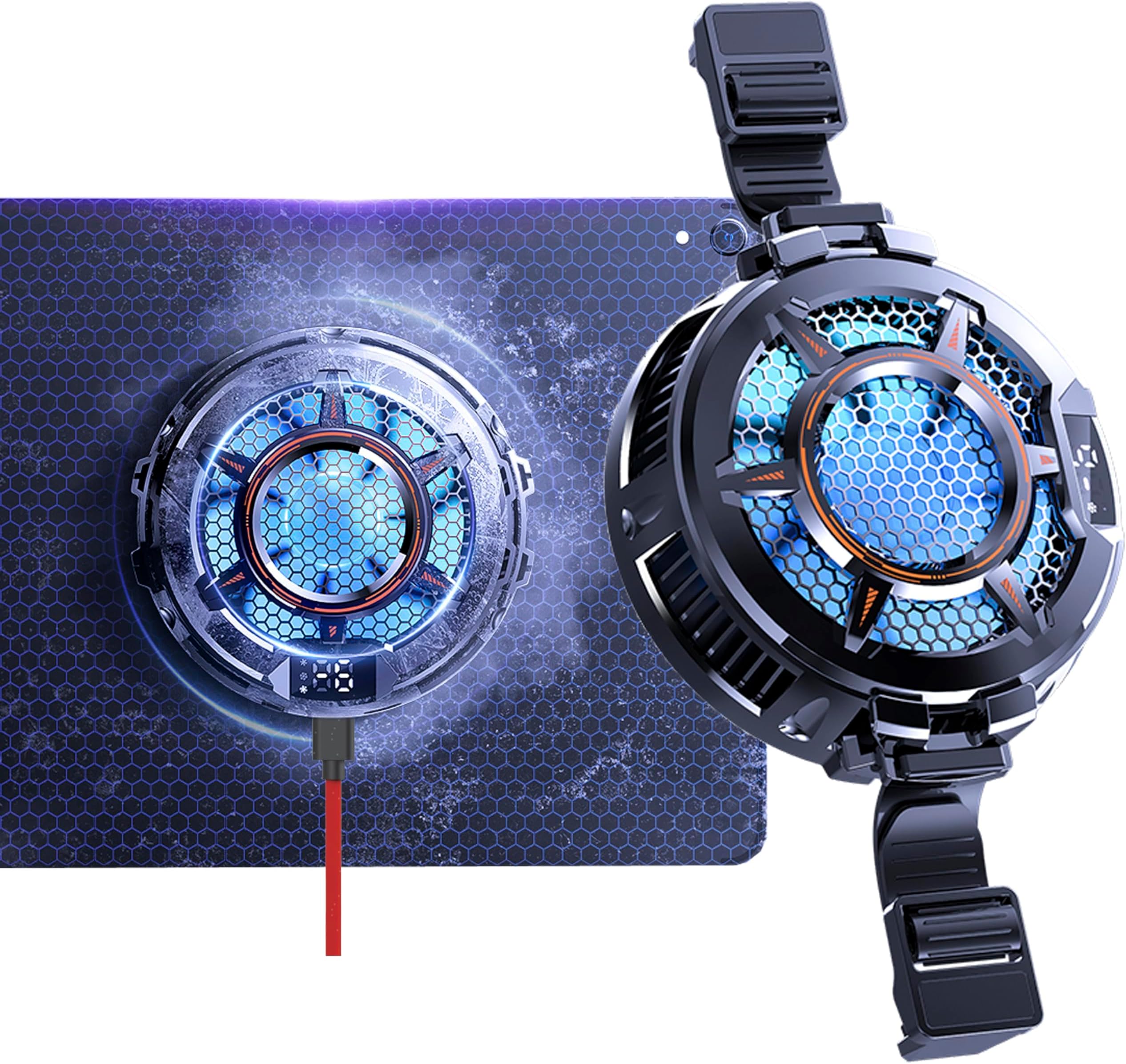 Obabo Ipad Cooler, Magnetic Tablet Cooler For Ipad/Surface Pro/Samsung Tab/Steam Deck, Mag-Sa-Fe Compatible, Cooling Fan With Temperature Display Mobile Gaming, Tiktok Live Streaming (Black)