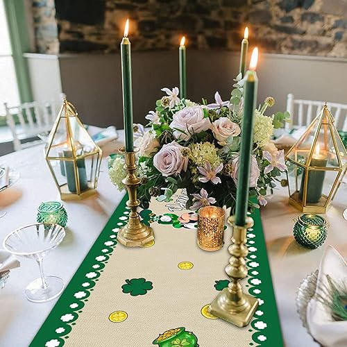 Miniatura 2 de Camino de mesa del día de San Patricio de 72 pulgadas de largo camino de mesa de dibujos animados para amigos decoraciones del día de San Patricio