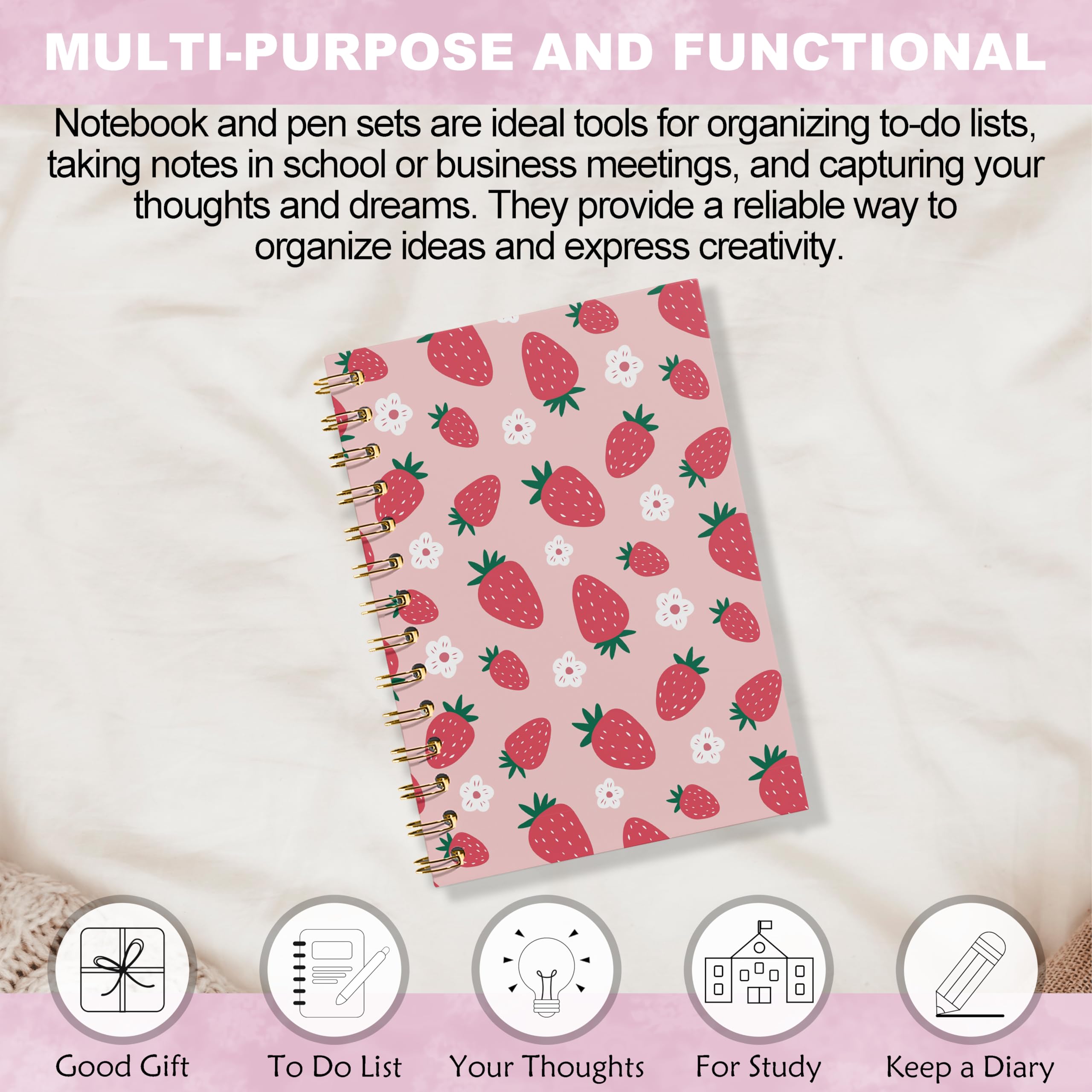 Amazon.com : WFSM Strawberry Notebook, Pink Strawberry