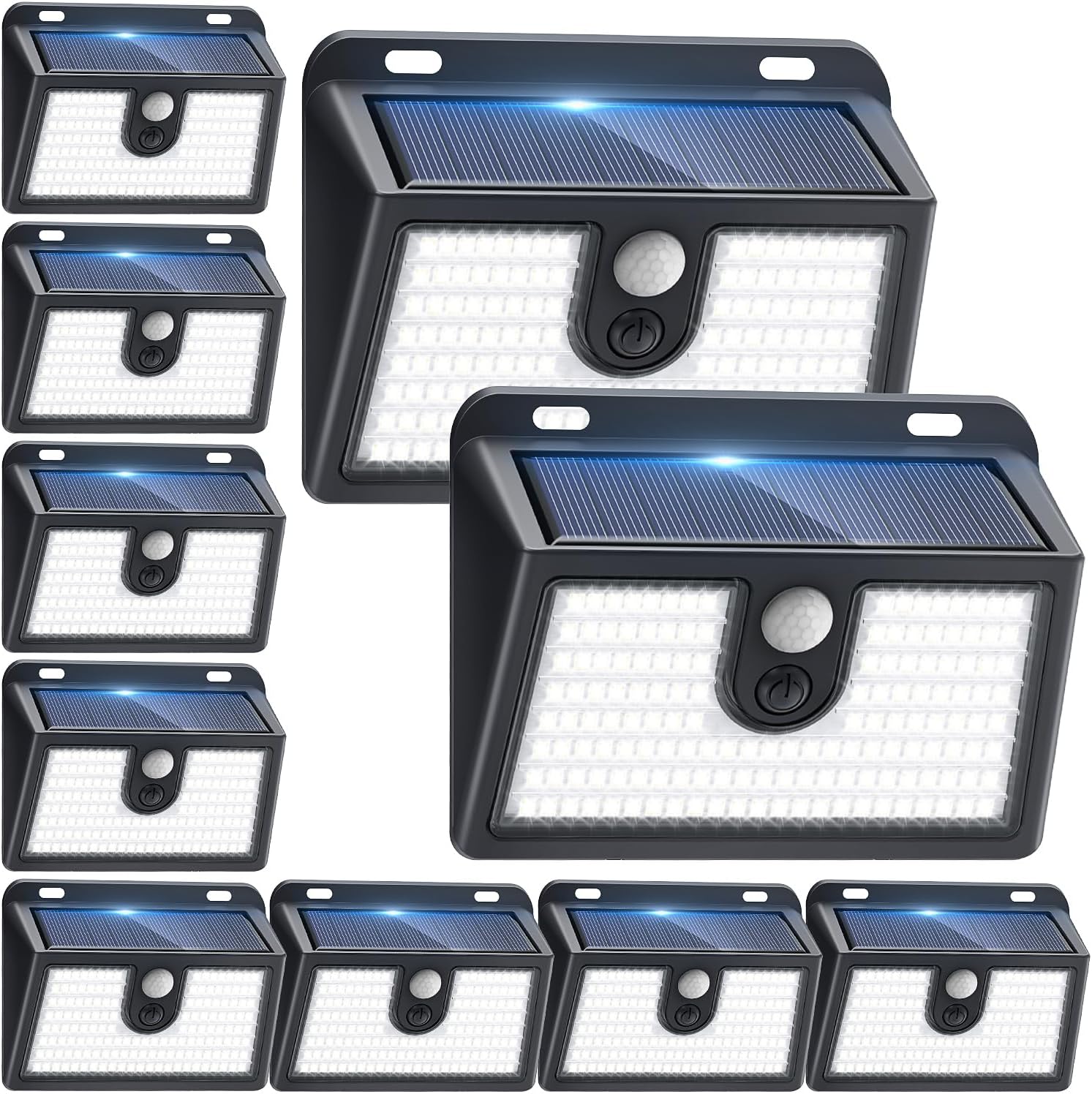 [10 Packs] Solar Motion Sensor Outdoor Lights, Super Bright Solar Lights Outdoor Waterproof, 3 Lighting Modes Security Wall Light for Outside Walking Dog Fence Backyard Deck Garden Door Step Garage