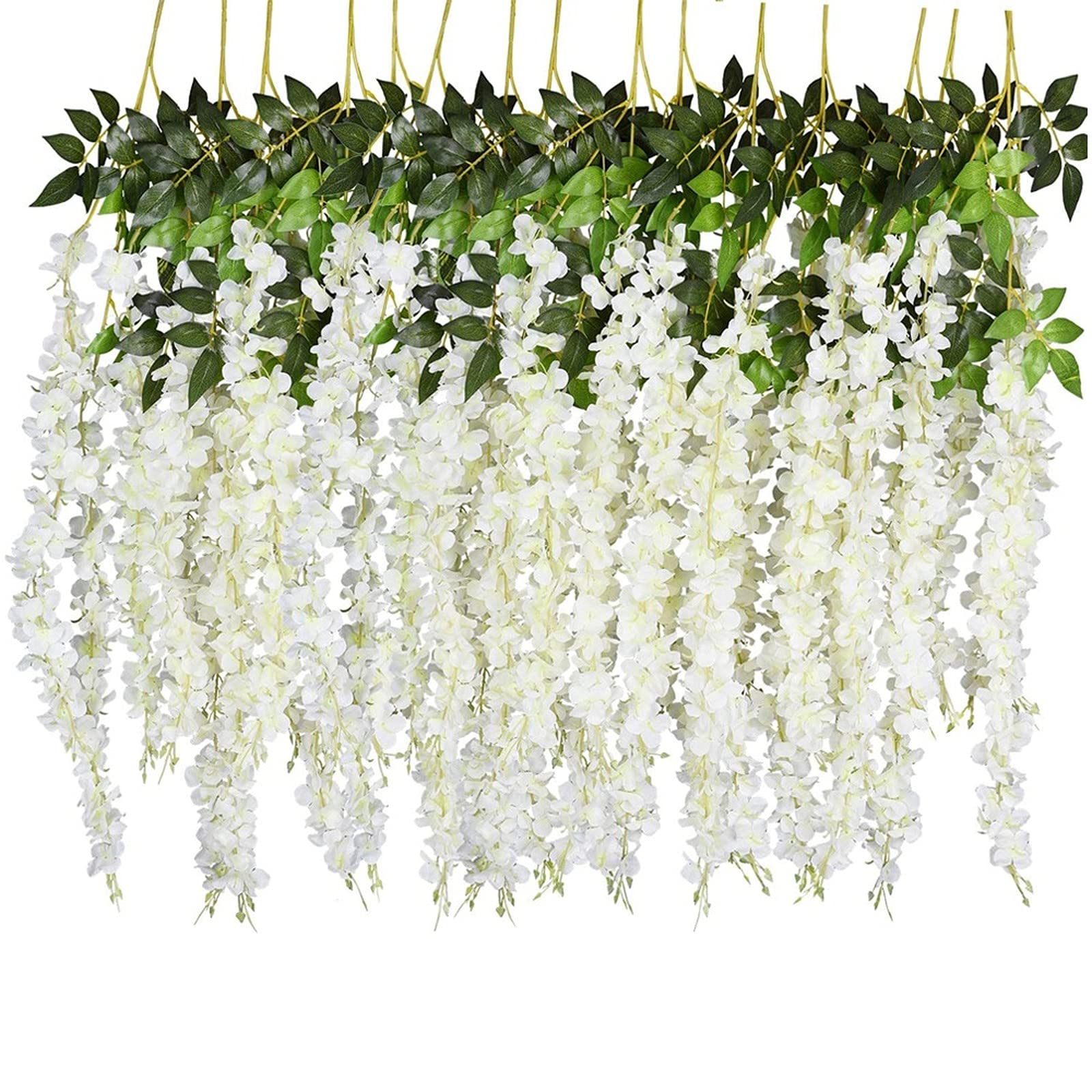 12 Uds. Guirnalda de Vid Seda Flores Artificiales glicina 45 Pulgadas, Guirnalda Colgante for Fiesta Boda, jardín, vegetación al Aire Libre
