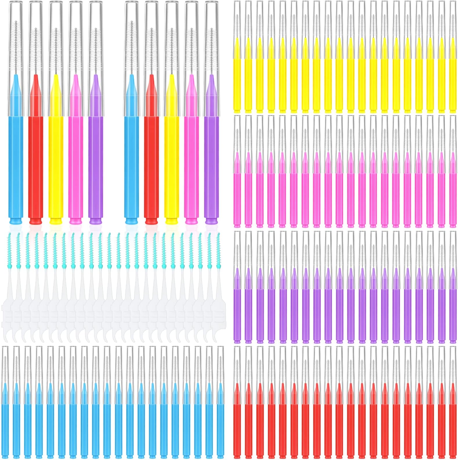 300 Pcs Interdental Brushes for Braces, 6 Size Soft and Bendable Braces Brush for Cleaning, Toothpick Dental Tooth Flossing Head Oral Dental Hygiene Flosser Teeth Gum Braces Tooth Cleaning Tool