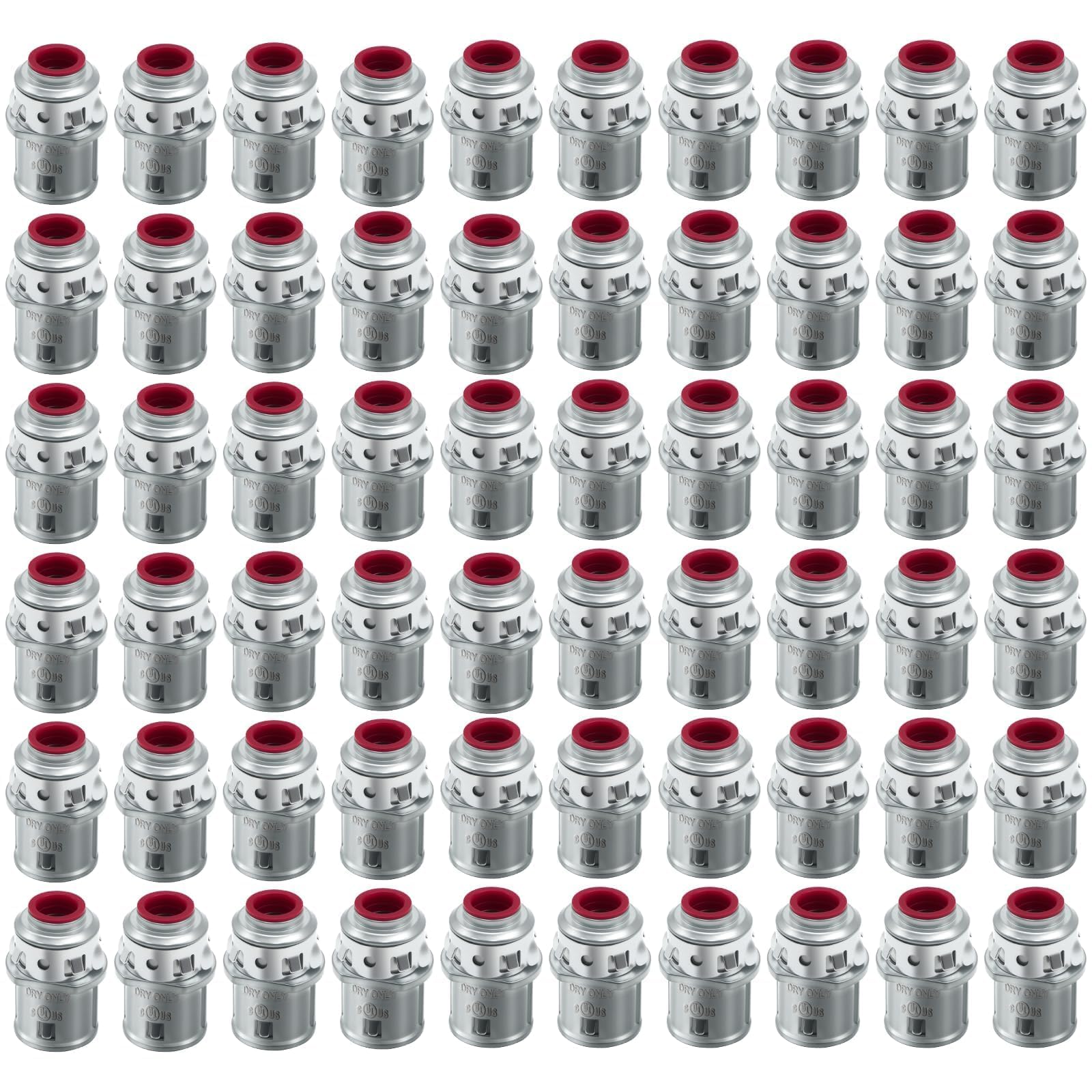 60-Pack 3/8" Snap-In MC Connectors, 1/2" Knockout, UL Listed