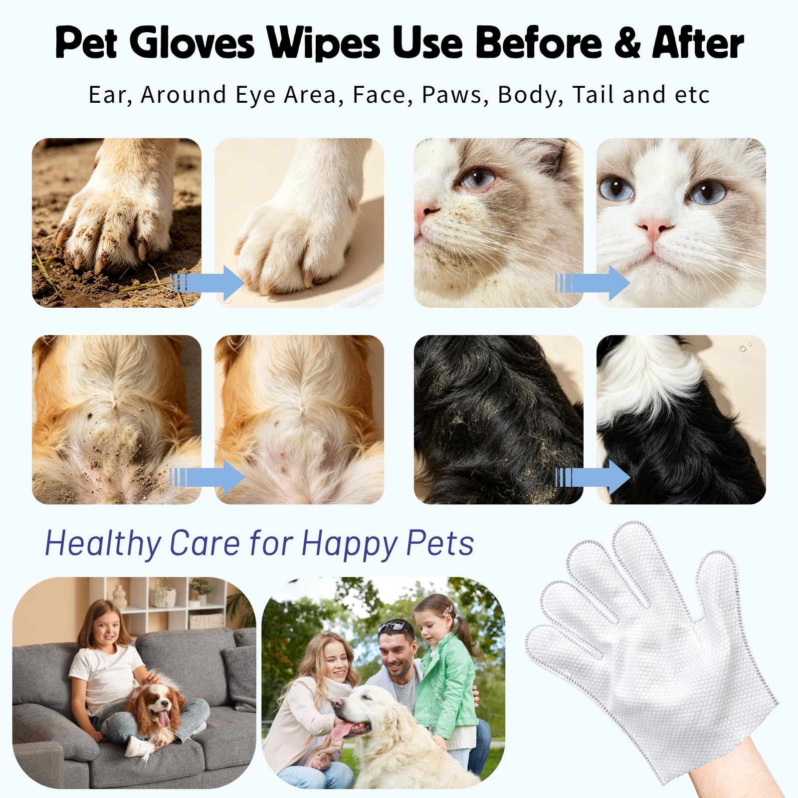 Lingettes pour gants pour animaux de compagnie (36 pièces)