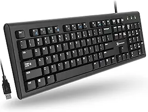 X9 Performance Wired Keyboard - USB Computer Keyboard With Silver Zinc Zeolite Coating - 5FT Cable for Laptop, PC, Chromebook - Perfect for Office