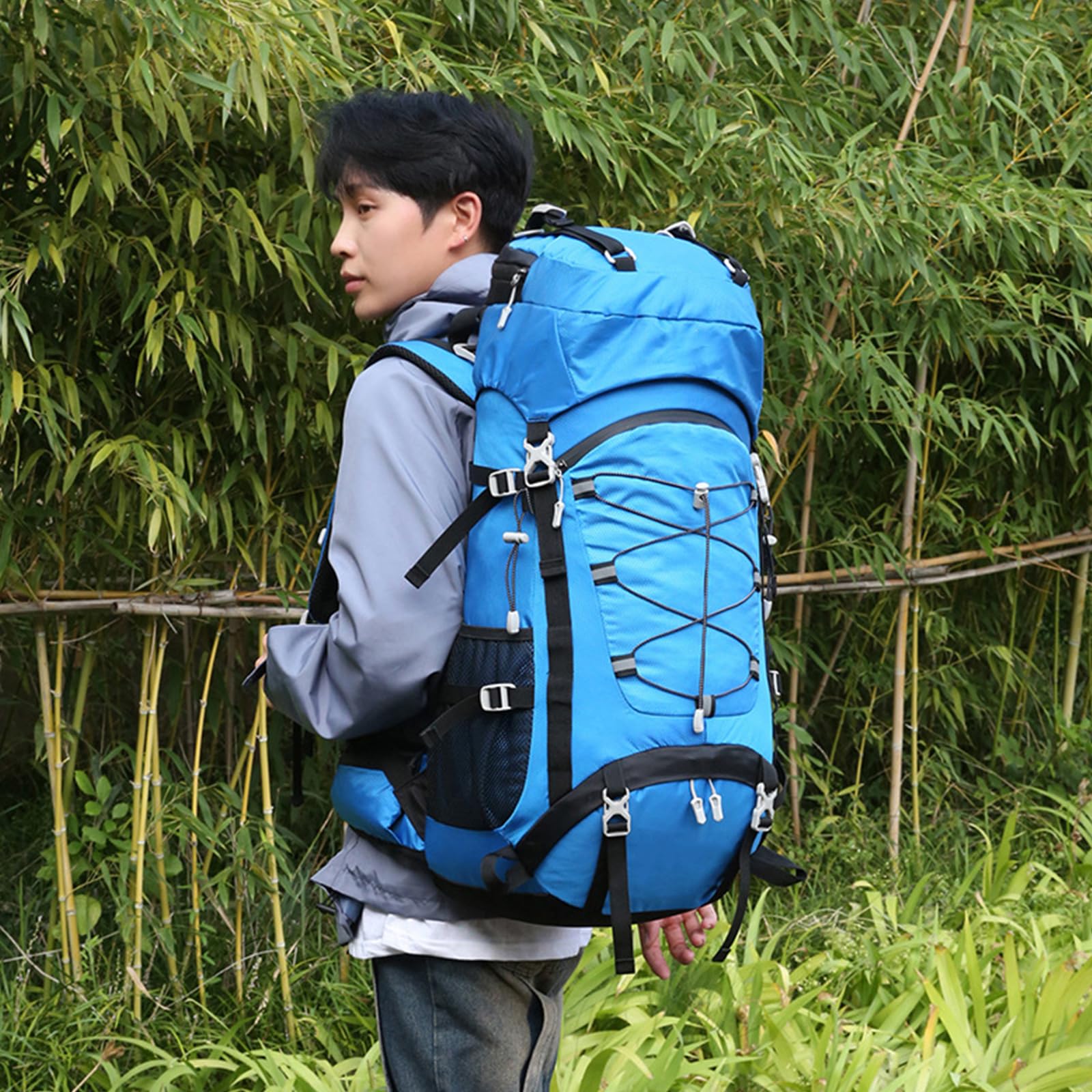 60L Grande Capacità Zaino Da Trekking In Poliestere Impermeabile Zaino Multipocket per Alpinismo Campeggio Poliestere Escursionismo Bag
