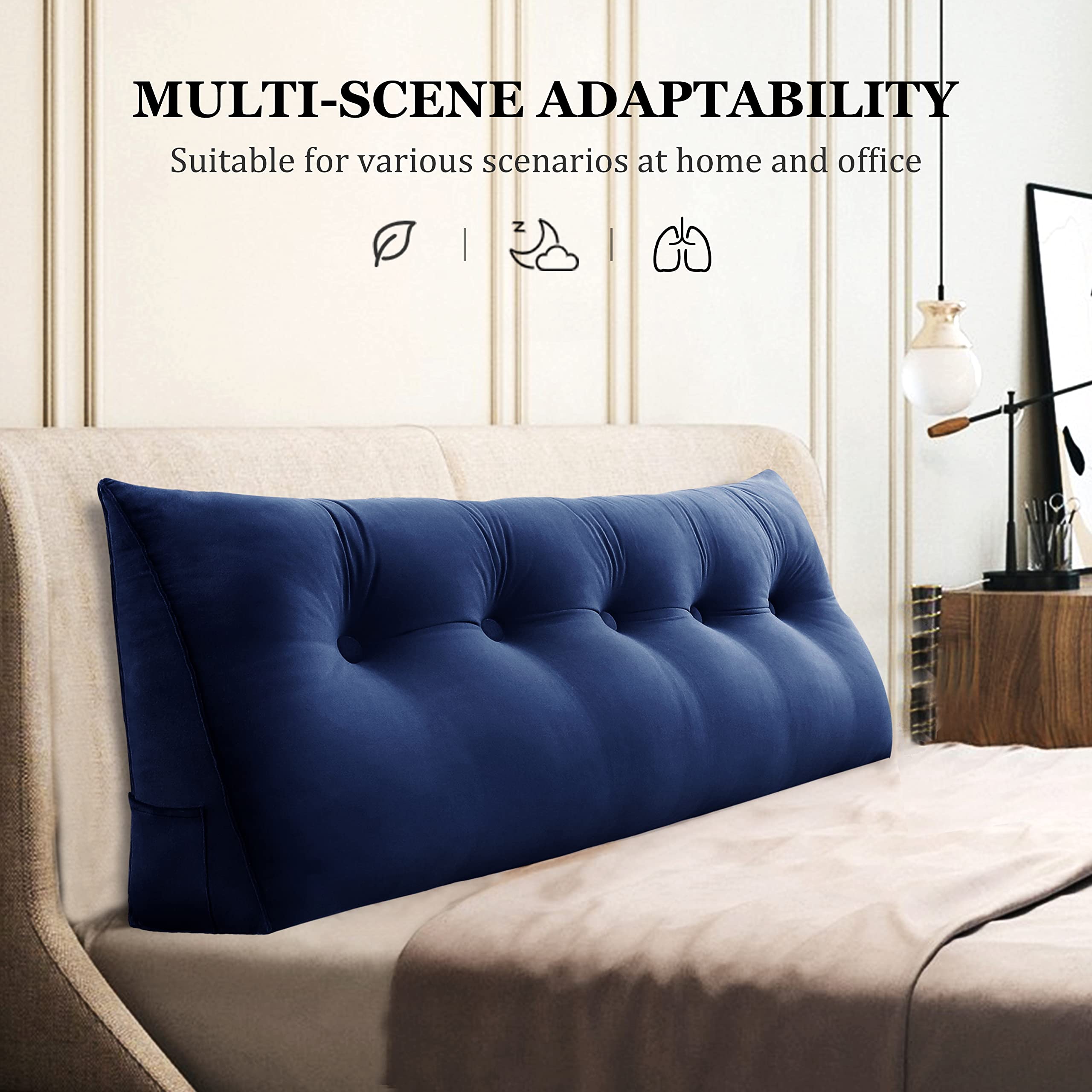 Rucener Grand Coussin de Dos Triangulaire Coussin de Canapé Tête de Lit Haute Coussin de Tête Haute Dossier pour Lit Parfait en tant que Coussin pour Regarder la Télévision et Lire