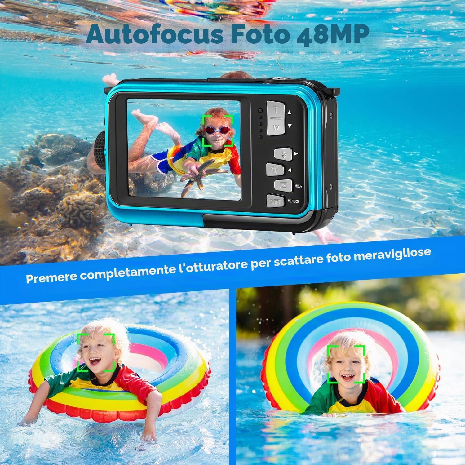 Fotocamere compatte Macchina fotografica digitale macchina fotografica digitale impermeabile Full HD 2.7K 48MP Zoom 16X Impermeabile Impermeabile Dual Kids Vibrationproof