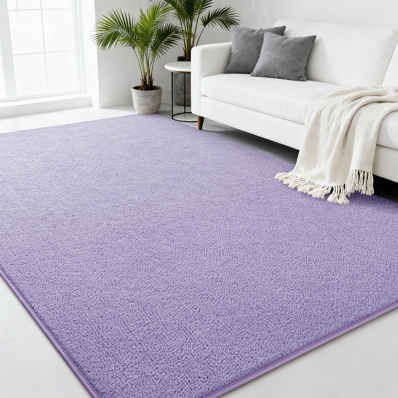 Zedrew Purple Area Rugs for Bedroom Living Room, 4x6 Feet Indoor Memory Foam Rug, Modern Washable Rugs for Kids Boys Girls Room, Dorm Bedside Shag