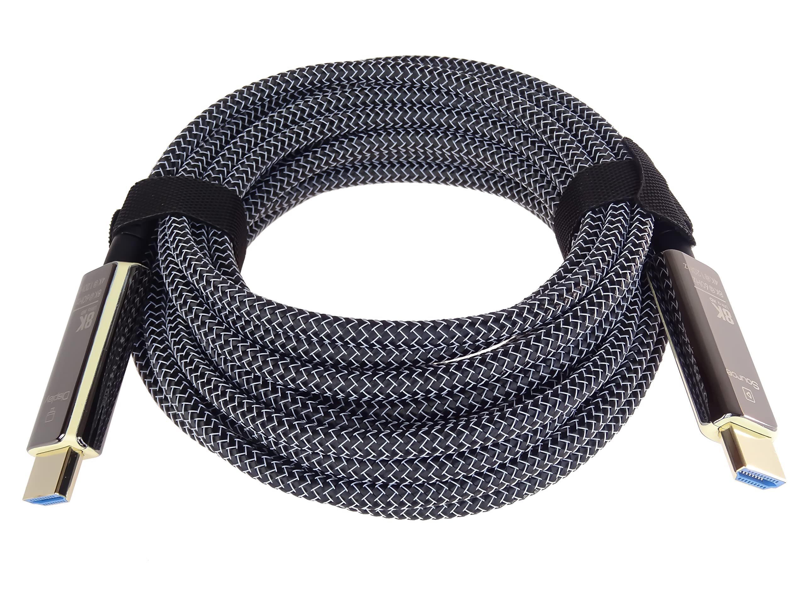 PremiumCord Cable de Fibra Óptica Activa 8K Ultra Alta Velocidad HDMI 2.1, 48 Gbit/s, HDMI 2.1, 3D, EDID, ARC, HDR, Resolución 8K@60Hz 4320P, 4K@120Hz, Chapado en Oro, Longitud 50 m