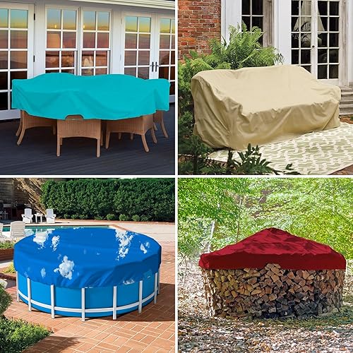 Miniatura 6 de Patio Cubierta redonda de invierno para alberca de 12 pies para 8 pies, cubierta de seguridad para piscina, lona con borde de alambre para