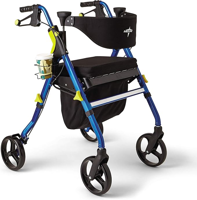Medline Premium Empower Rollator Walker with Seat, Folding